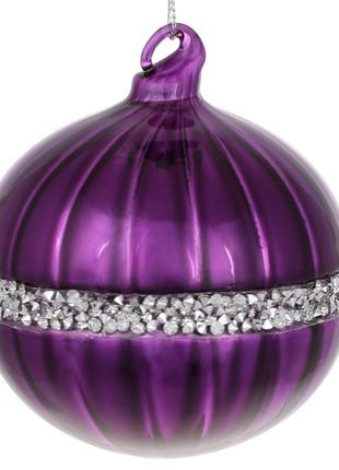 Набор (6шт.) ёлочных шаров с декором, 8см, цвет - пурпурный
