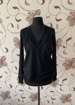 Zara чорний светр з v подібним вирізом, р.м