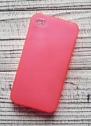 Чохол накладка Apple iPhone 4 / iPhone 4S рожевий силіконовий