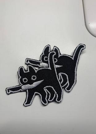 Шеврон патч кіт котик з ножем нашивка наліпка