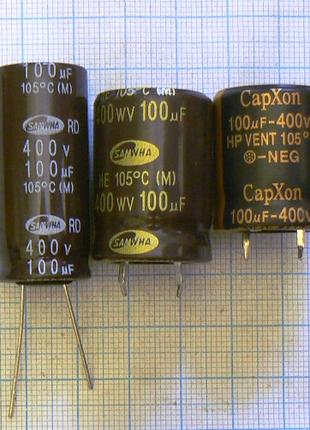 Лот: 4 × 35.86 ₴ 100 uf мкф м мк 400 в V вольт +105°C