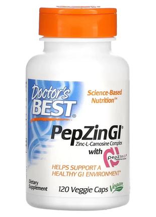 Doctor's Best, PepZin GI, комплекс цинк-L-карнозина, 120 вегет...