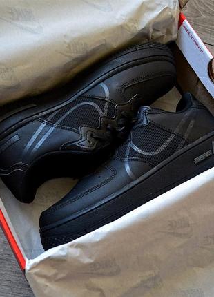 Шкіряні, чорні кросівки nike air force 1 react black / кроссов...