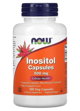NOW Foods, инозитол в капсулах, 500 мг, 100 вегетарианских капсул