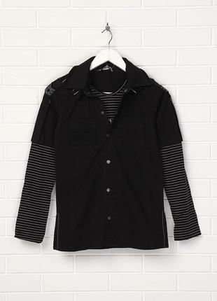 Подвійна сорочка puledro чорна кежуал з копюшоном стильна