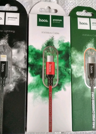Кабель Hoco X14 Lightning Micro USB Type-C шнур 2А cable
