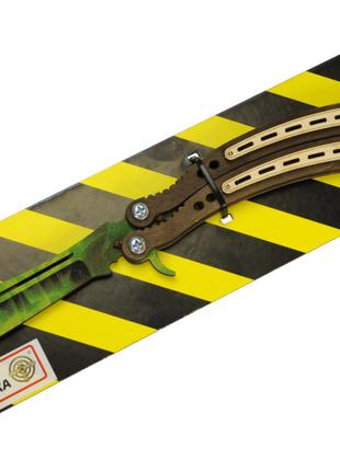 Деревянный нож Бабочка Изумруд из игры Counter Strike