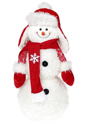 Мягка новогодняя игрушка Снеговик 48см, цвет - красный с белым