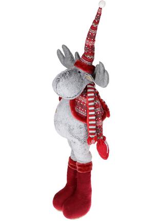 Мягка новогодняя игрушка Олень 160см, цвет - серый с красным