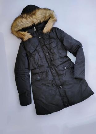 Чорна тепла куртка з капюшоном теплая черная куртка xs, s,  m