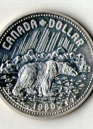 Канада 1 долар 1980 рік 100 років арктичним територіям срібло ...