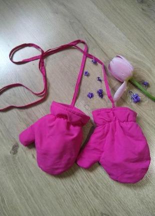 Дитячі рожеві рукавички на флісі/варежки перчатки на девочку