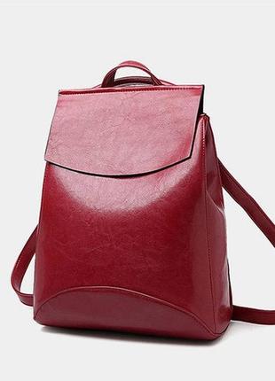 Жіночий міні рюкзак екокожа червоний