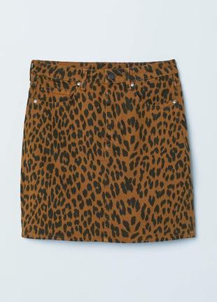 Джинсовая юбка в леопардовый принт h&m, s/m