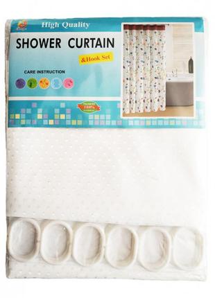 Штора для ванной тканевая shower curtain белая 180x180 см