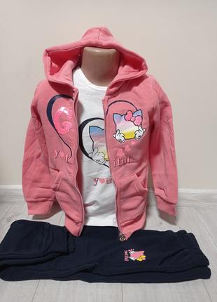 Детский утепленный спортивный костюм "Hello Kitty" для девочки...