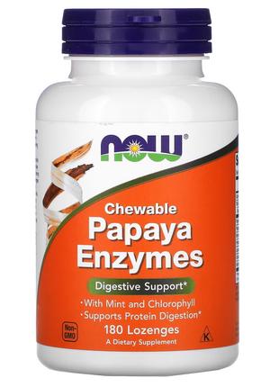 Натуральная добавка NOW Papaya Enzymes, 180 жевательных таблеток