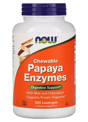 Натуральна добавка NOW Papaya Enzymes, 360 жувальних таблеток