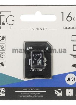 Карта памяти MicroSDHC 16Gb T&G; Class 10 UHS-I (адаптер SD)