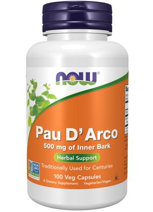Натуральна добавка NOW Pau D'Arco 500 mg, 100 капсул