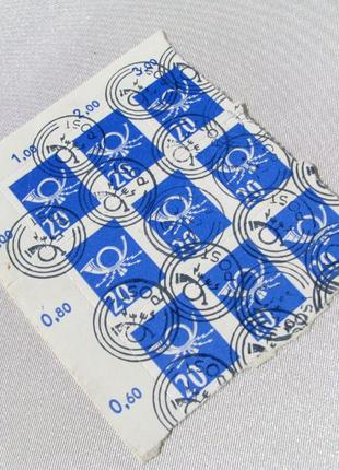 Почтовые марки ГДР 80-е гг. Почтовый рожок без перфорации синие