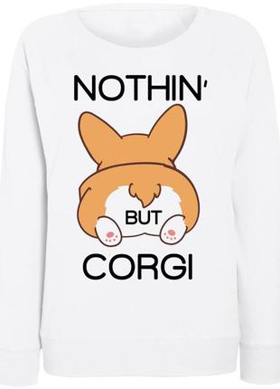 Женский свитшот "nothing but corgi" (белый)