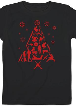 Детская новогодняя футболка "deadpool tree" (чёрная)