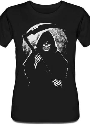 Женская новогодняя футболка reaper moon (чёрная)