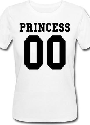 Женская именная футболка princess (принт спереди) [цифры можно...