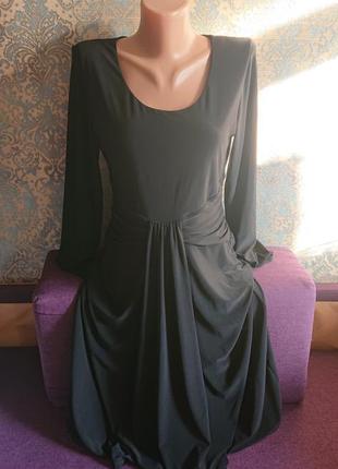 Женское черное платье с длинным рукавом большой размер батал 4...