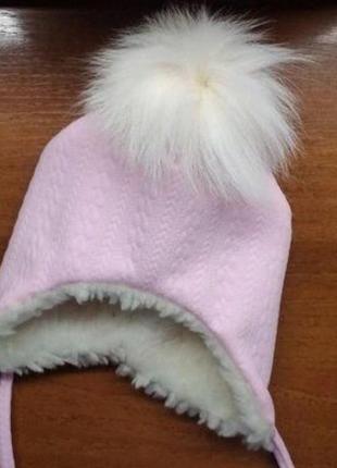 Шапка шапочка з помпоном зимова
