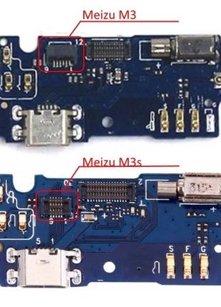 Нижняя плата Meizu M3 с разьемом зарядки и микрофоном