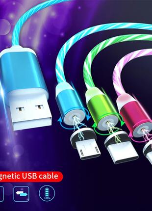 Магнитный USB-кабель GARAS с полной подсветкой 1 м (MicroUSB)