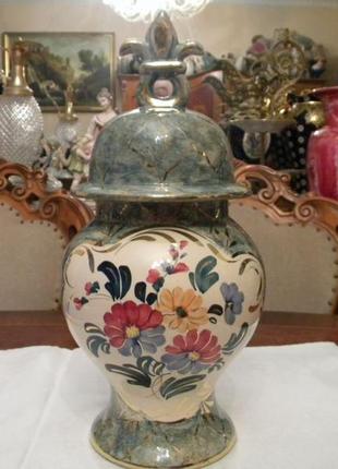 Антикварная красивая ваза - кубок ручная роспись фарфор бельгия