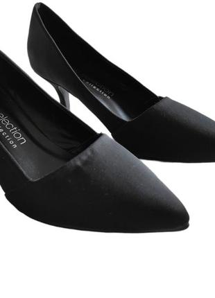 Женские черные туфли туфельки на каблуке каблучке