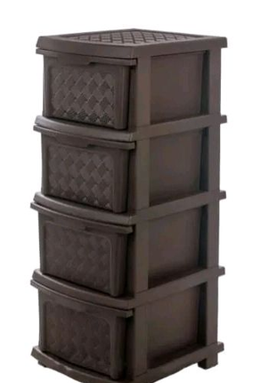 Пластиковый комод, шкафчик,тумбочка в коричневом цвете на 4 ящика