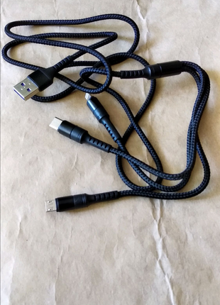 USB-кабель для зарядки - 3 в 1  (Type-C + Lightning + Micro-USB)
