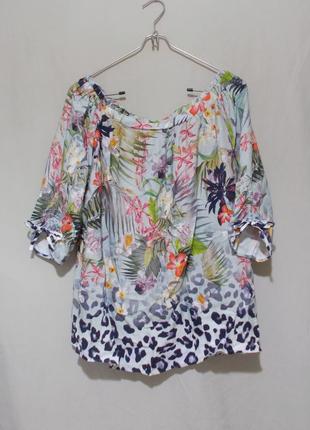 Нова блуза яскравий тропічний принт віскоза 'betty barclay' 52р