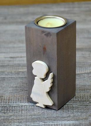 Свічник янголятко, свічка декоративна, свічник з дерева, чайна...