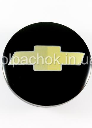Колпачок на диски Chevrolet черный/желтый лого (61мм)