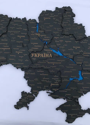 3D Декоративна Мапа України на стіну з березової фанери