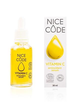 Сироватка-антиоксидант для обличчя «vitamin c» nice code, 30 м...