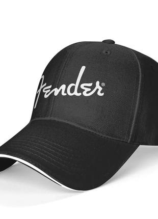 Кепка бейсболка Fender катон черная с белым лого