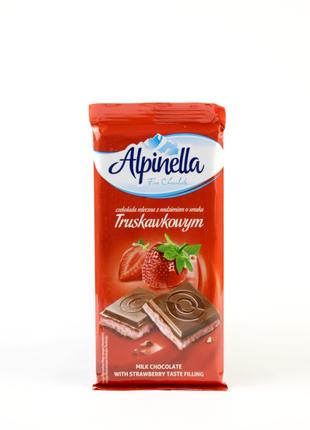 Шоколад молочный с клубничной начинкой Alpinella Truskawkowa 9...