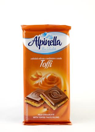Шоколад молочный с карамельной начинкой Alpinella Toffi 90 г П...