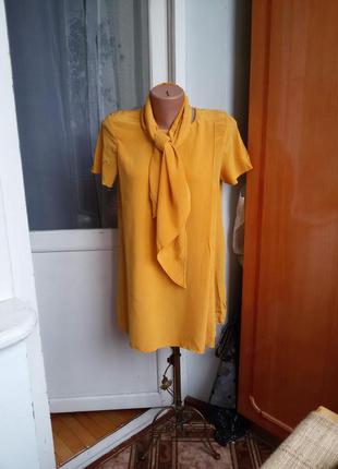 Шелковая блуза топ с  шарфом  stefanel италия 100% шелк