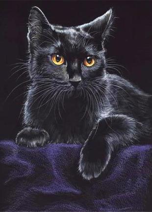 Набір вишивки алмазної мозаїки Кіт відпочиває на дивані чорний...