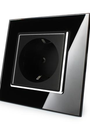 Розетка с заземлением Livolo черный хром стекло (VL-C7C1EU-12C)