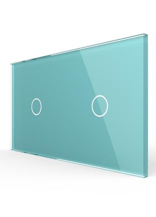 Сенсорный выключатель 2 сенсора (1-1) Livolo зеленый стекло (V...