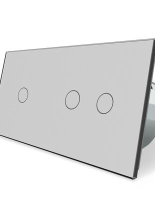 Сенсорный выключатель 3 сенсора (1-2) Livolo серый стекло (VL-...
